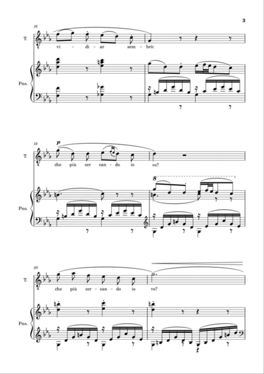 Una Furtiva Lagrima (Tenor in Cm) Piano, Vocal, Guitar scores gallery preview page 3