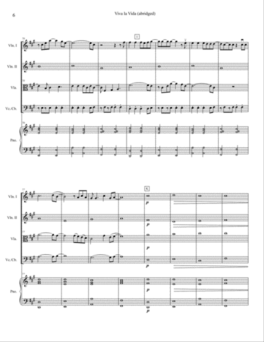 Viva La Vida String Orchestra scores gallery preview page 6