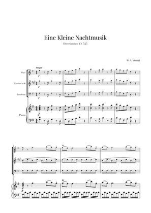 Book cover for Eine Kleine Nachtmusik for Flute, Clarinet, Trombone and Piano