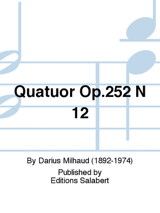 Book cover for Quatuor Op.252 N 12