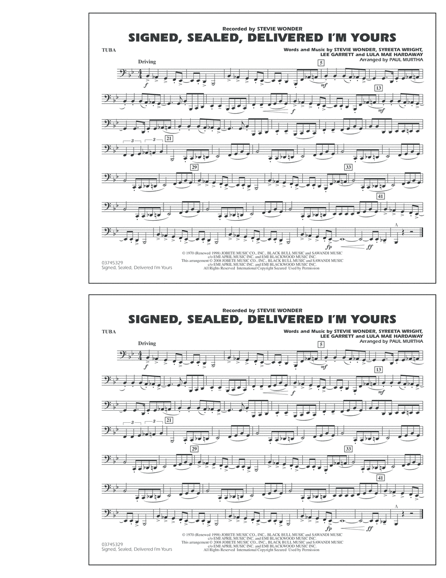 Signed, Sealed, Delivered I'm Yours - Tuba