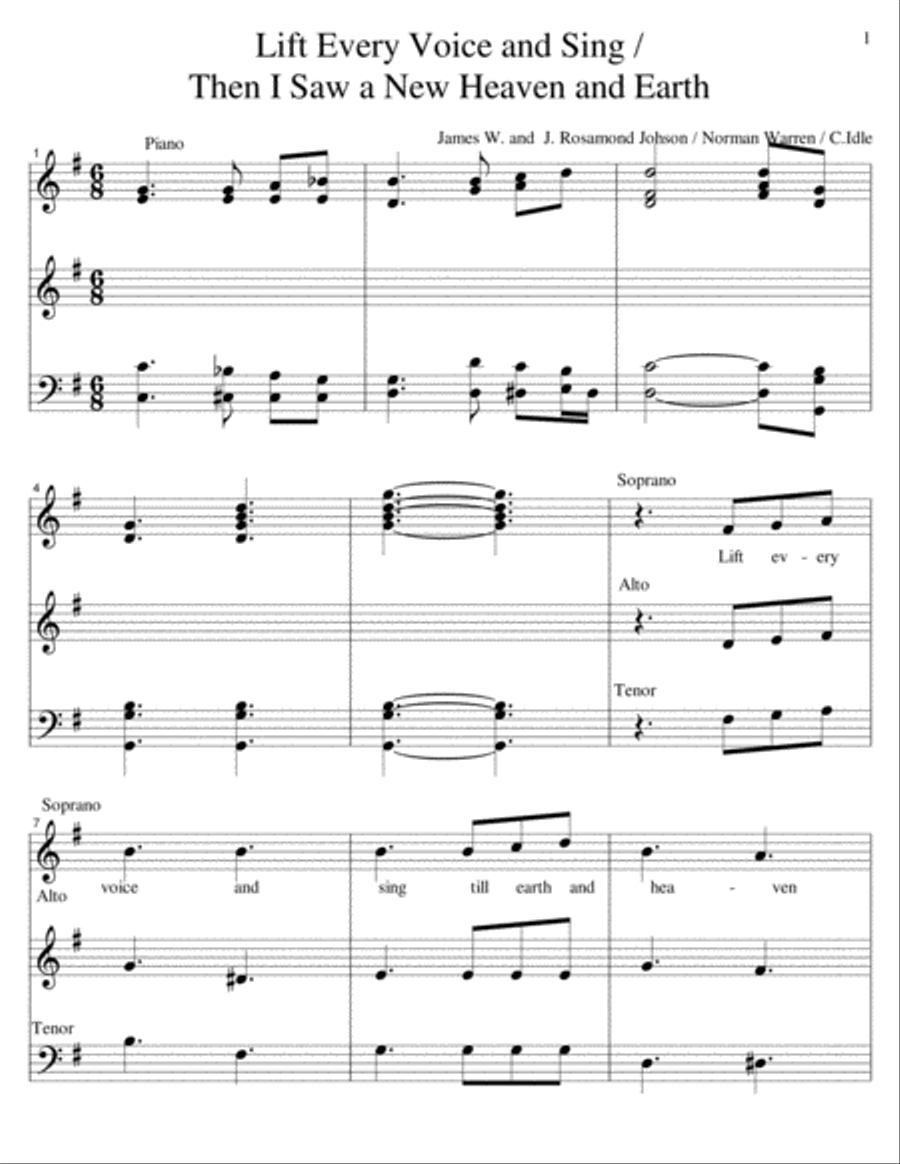 Lift Every Voice / Then I Saw A New Heaven And Earth Piano, Vocal, Guitar scores gallery preview page 1