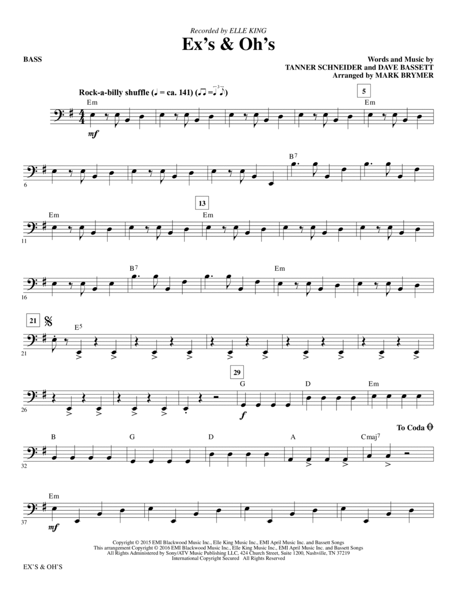 Ex's & Oh's - Bass Choir scores gallery preview page 1
