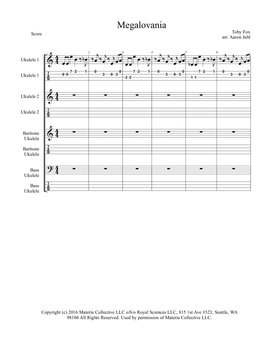 MEGALOVANIA (from Undertale) Ukulele scores gallery preview page 1