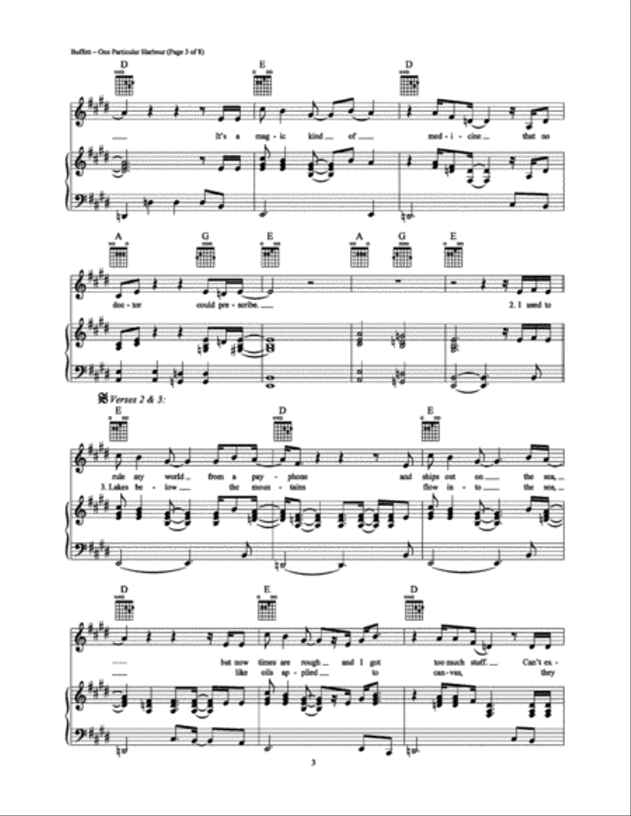 One Particular Harbour Piano, Vocal, Guitar scores gallery preview page 3