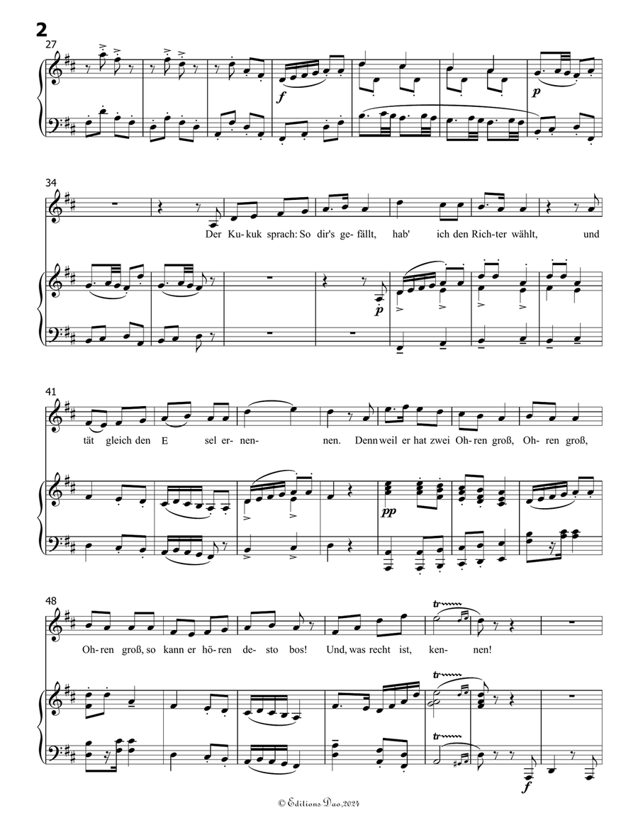 Lob des hohen Verstandes, by Mahler, in D Major Piano, Vocal scores gallery preview page 4
