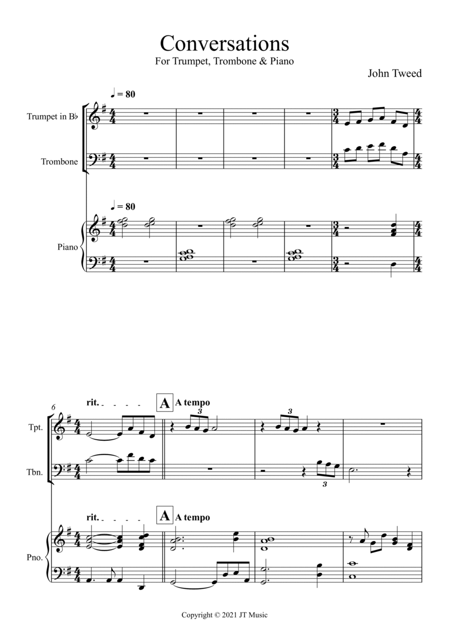 Conversations - Trumpet, Trombone and Piano Brass Duet scores gallery preview page 1