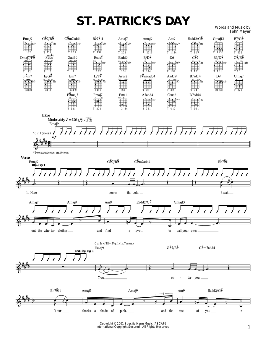 St. Patrick's Day Acoustic Guitar scores gallery preview page 1