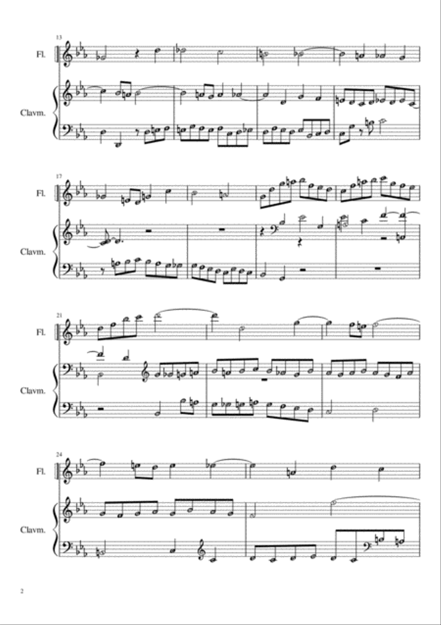 Fuga Canonica in Epidiapente BWV 1079, for flute and harpsichord Flute Solo scores gallery preview page 2