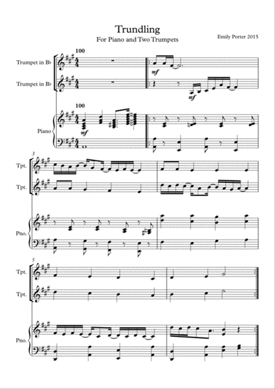 Trundling Trundling Trumpet Duet scores gallery preview page 1