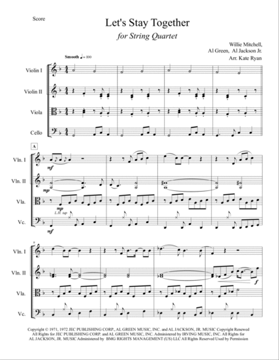 Let's Stay Together String Quartet scores gallery preview page 3