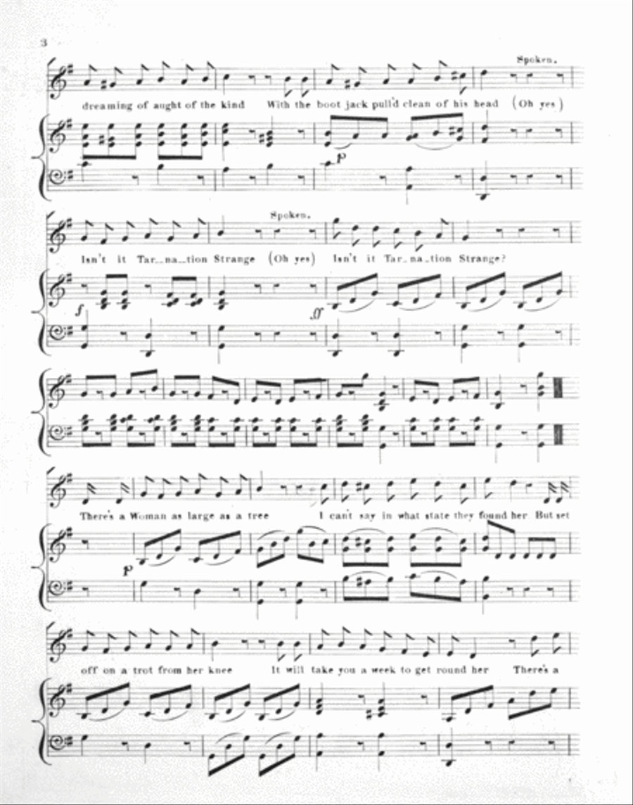 Tarnation Strange, or, Yankee Wonders. Comic Song Voice scores gallery preview page 3