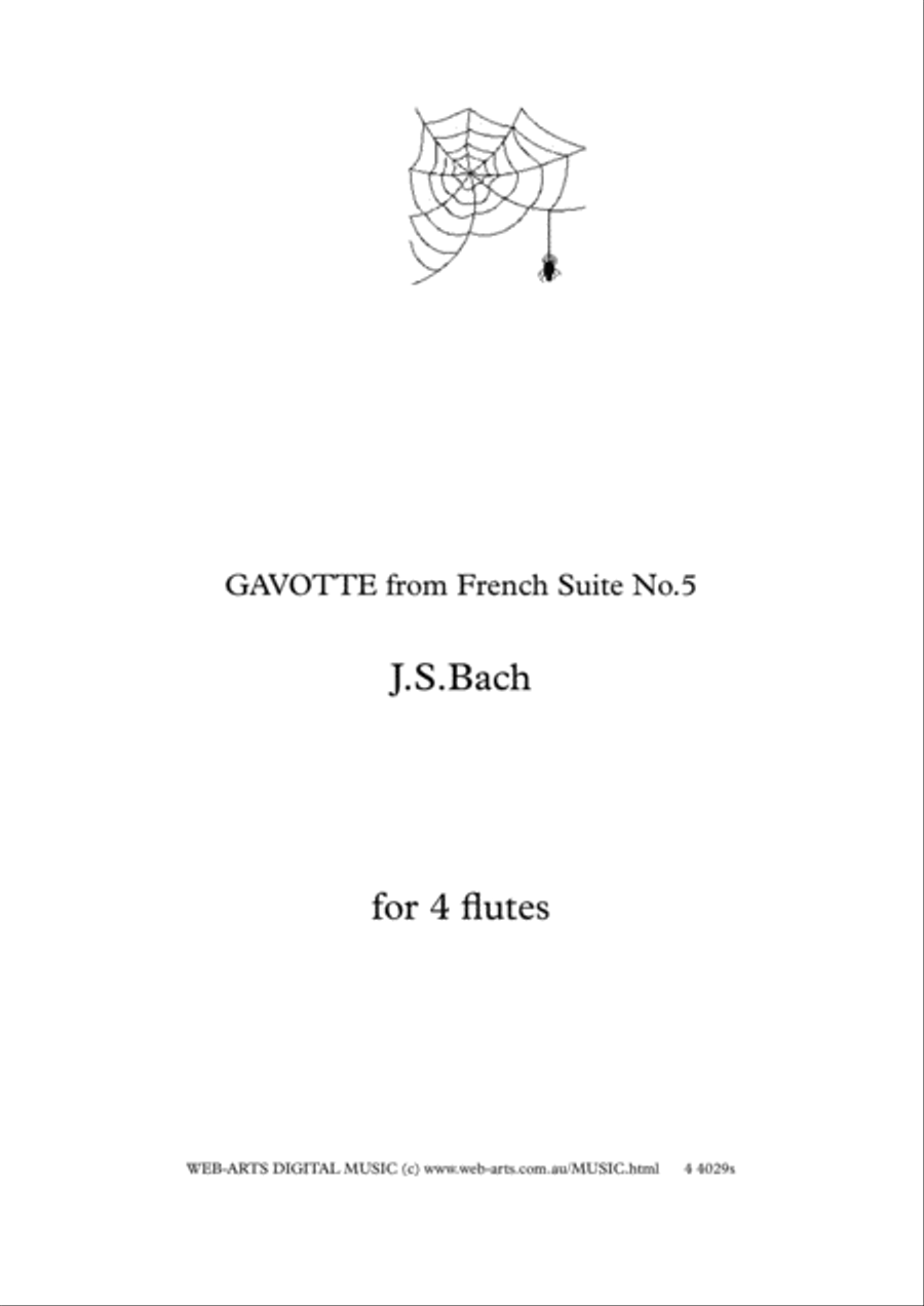 GAVOTTE from French Suite No.5 for 4 flutes - BACH Flute Quartet scores gallery preview page 1