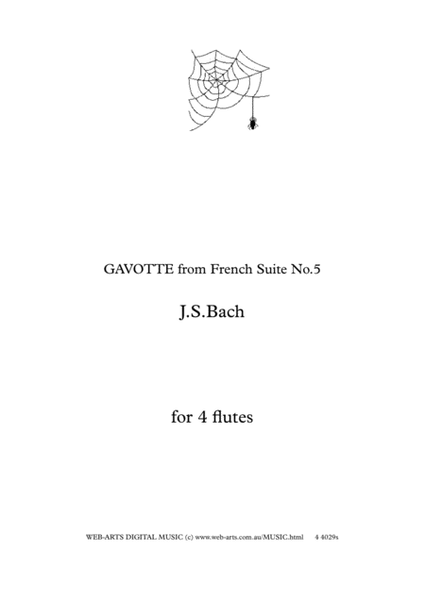 GAVOTTE from French Suite No.5 for 4 flutes - BACH image number null