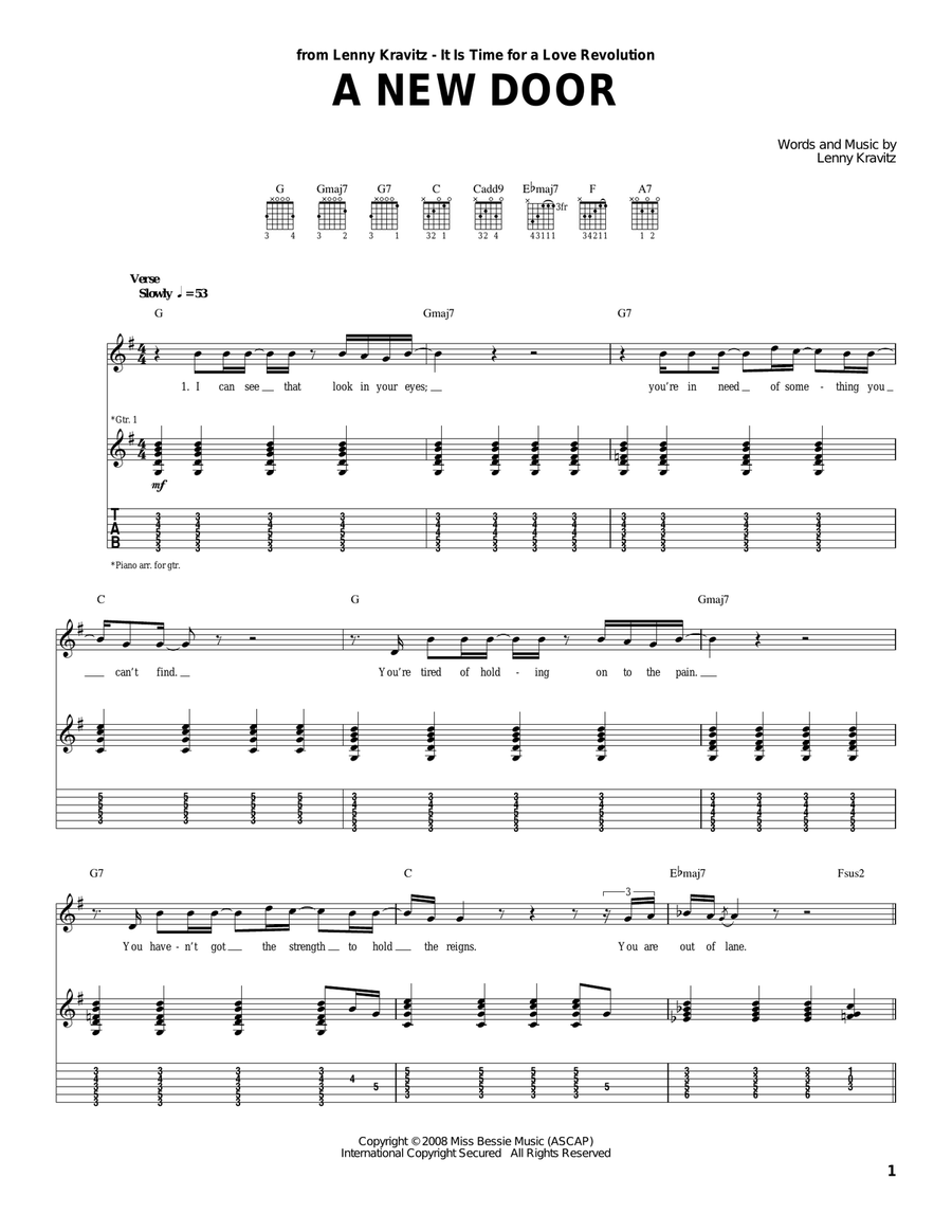 A New Door Acoustic Guitar scores gallery preview page 1