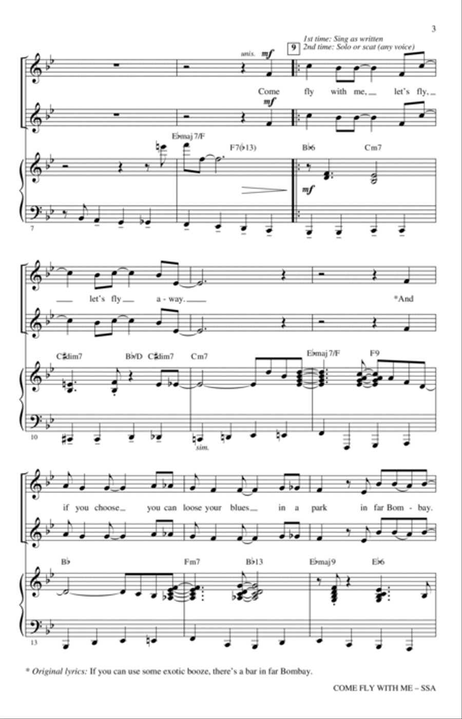 Come Fly With Me (arr. Kirby Shaw) SSA scores gallery preview page 2