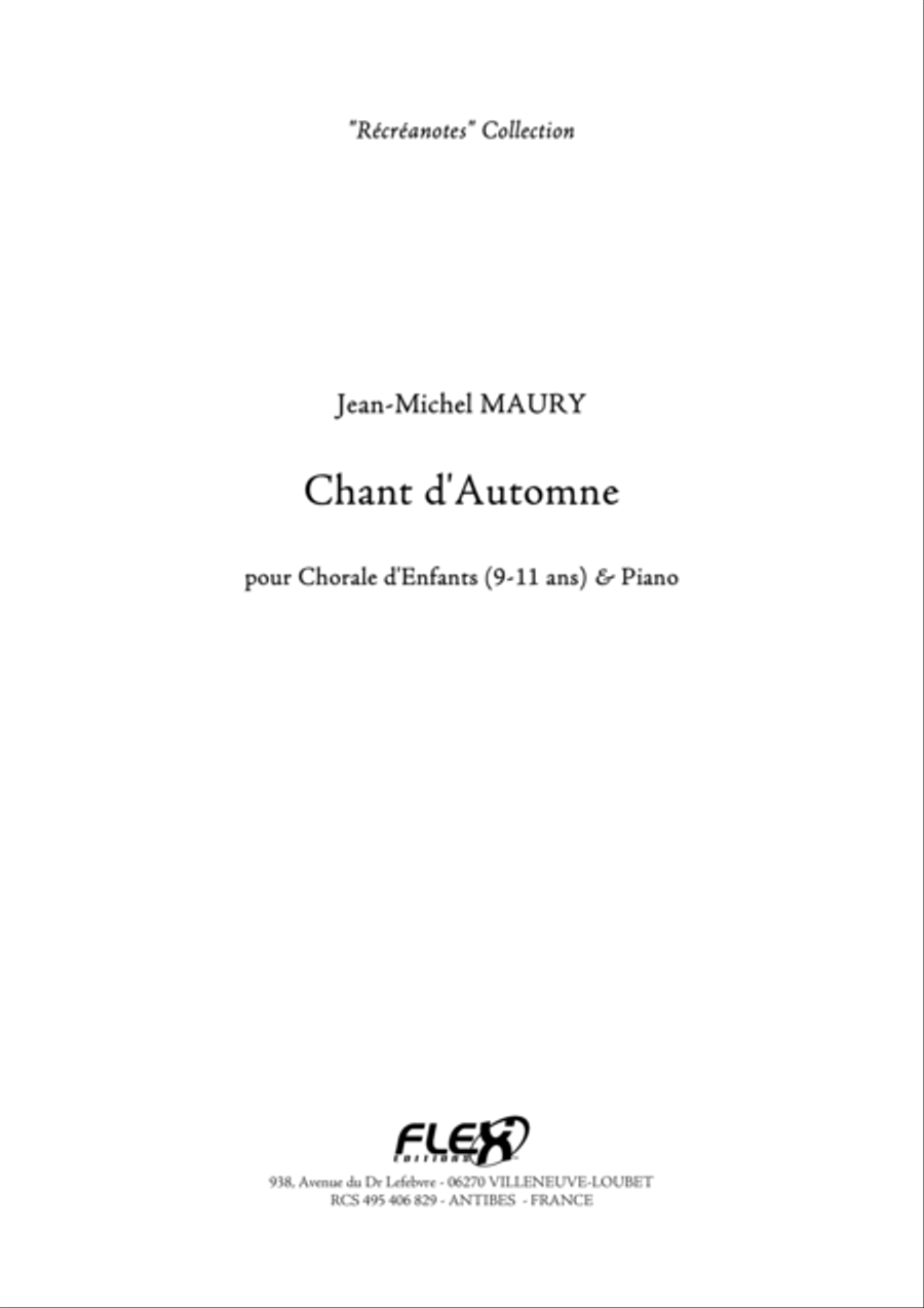 Chant d'Automne Children's Choir scores gallery preview page 1