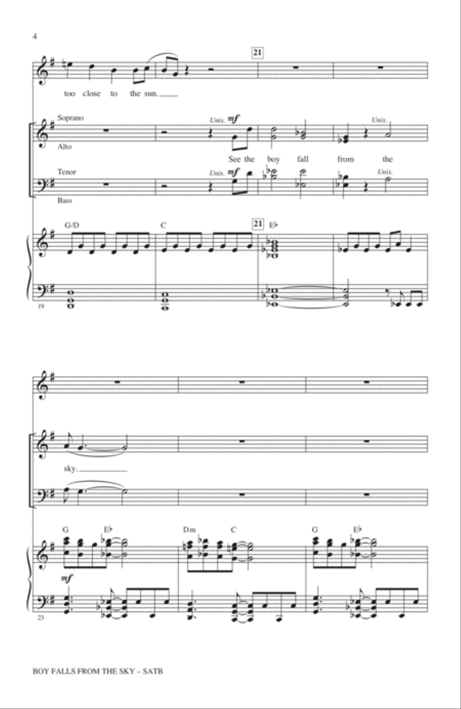 Boy Falls From The Sky Boy Falls From The Sky 4-Part scores gallery preview page 3