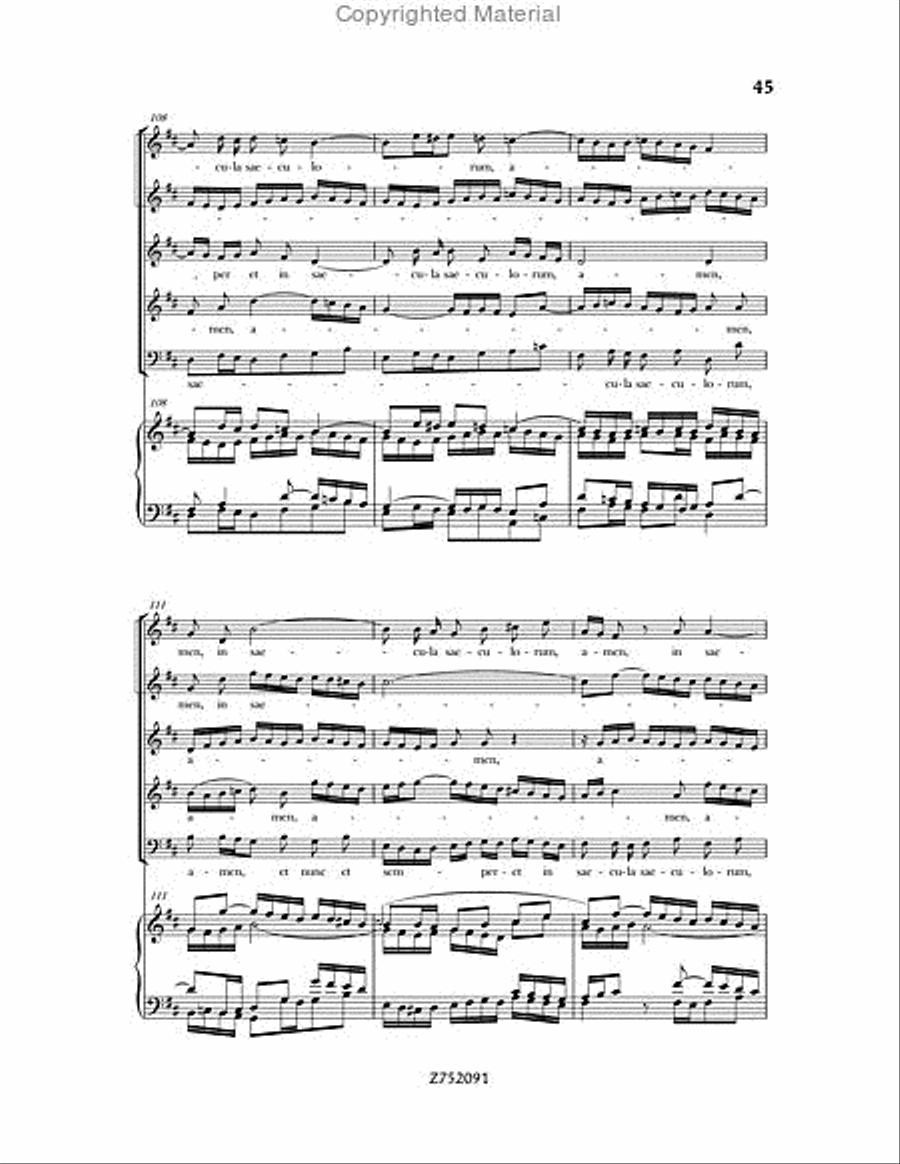 Cantata No. 191: Gloria in Excelsis Deo, BWV 191 4-Part scores gallery preview page 45