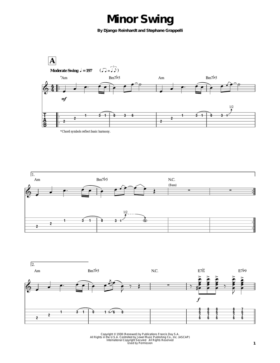 Minor Swing Electric Guitar scores gallery preview page 1