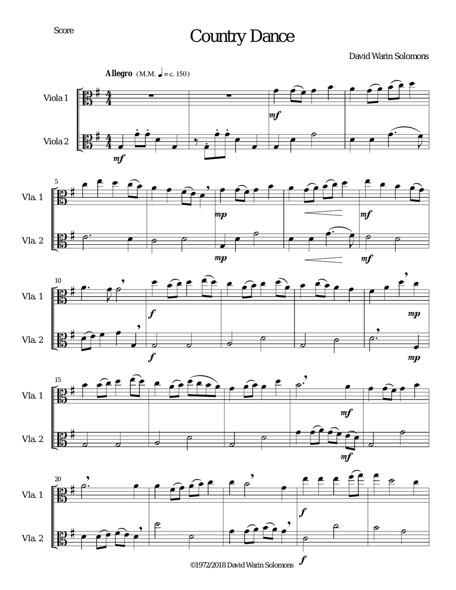 Country dance for 2 violas Viola Solo scores gallery preview page 1