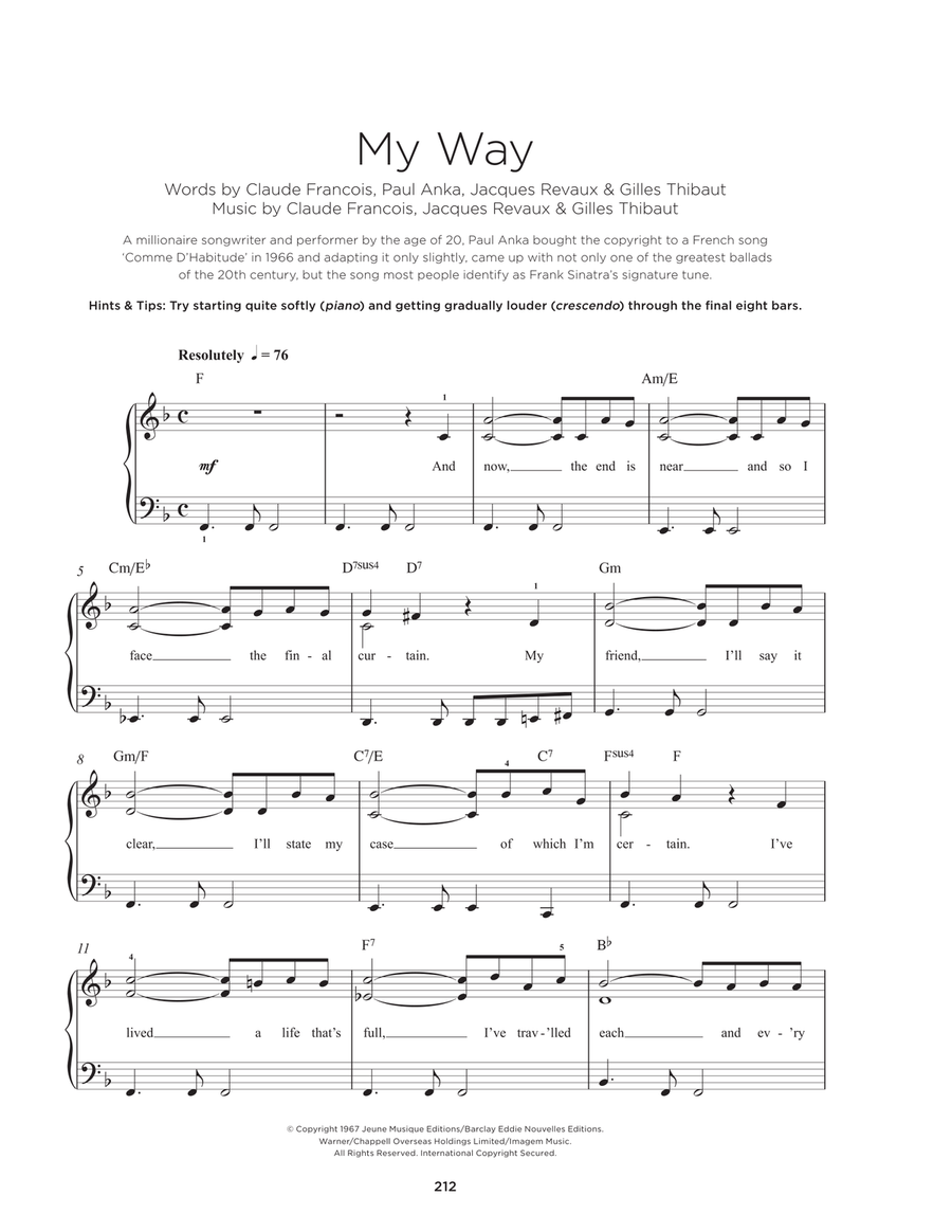 My Way Easy Piano scores gallery preview page 1