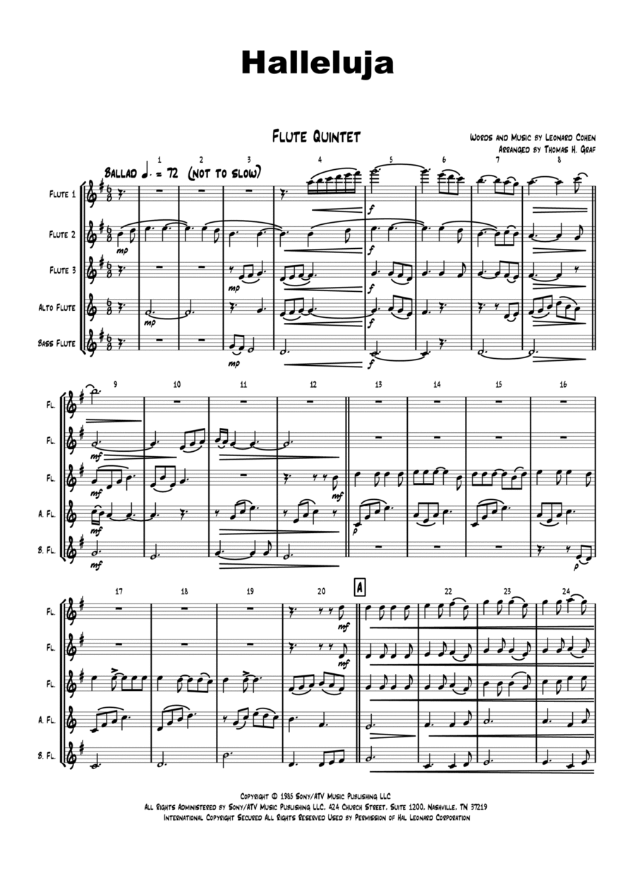Hallelujah Woodwind Quintet scores gallery preview page 1