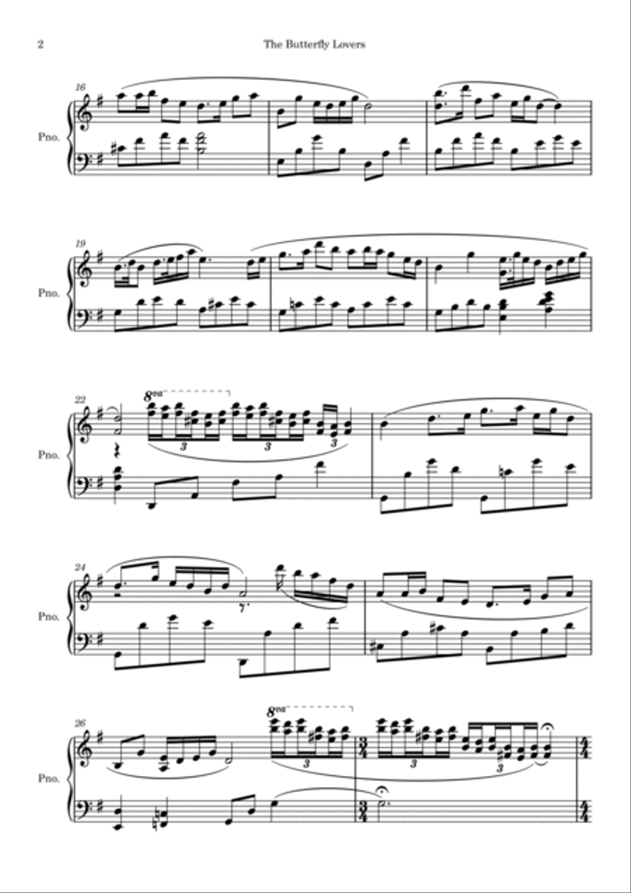 The Butterfly Lovers Piano Solo scores gallery preview page 3