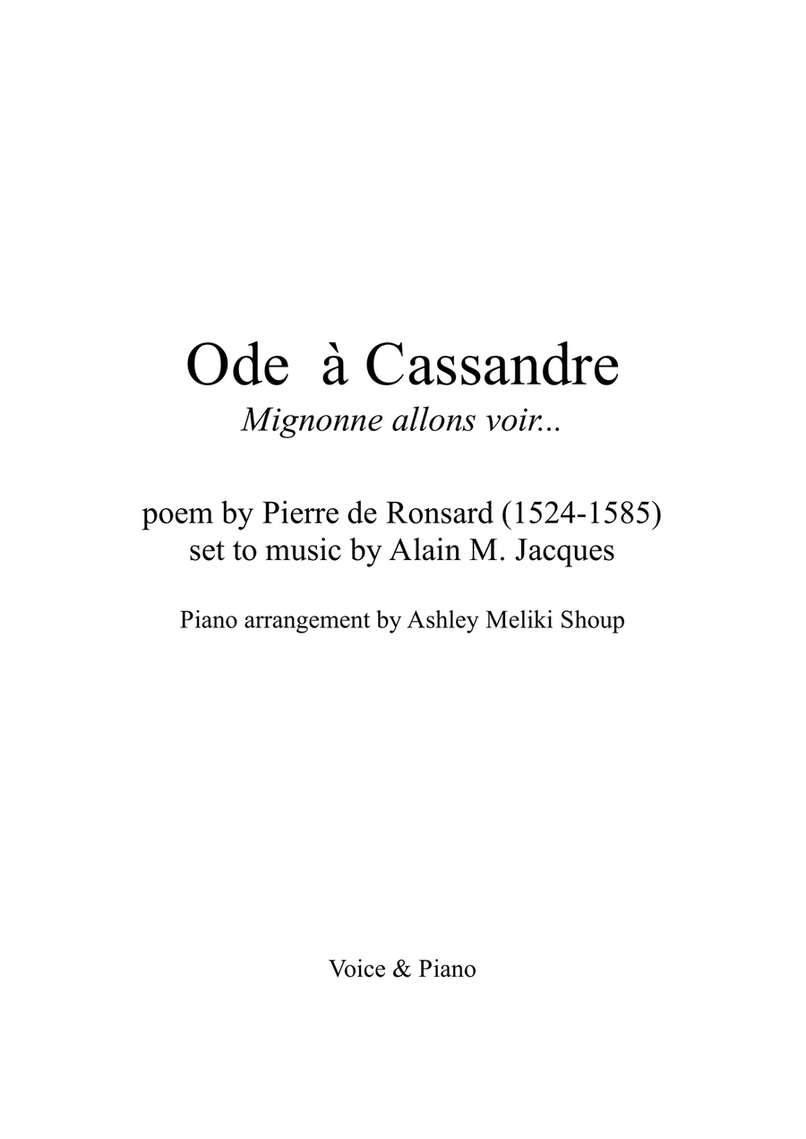 Ode à Cassandre (Mignonne allons voir) Piano, Vocal scores gallery preview page 1