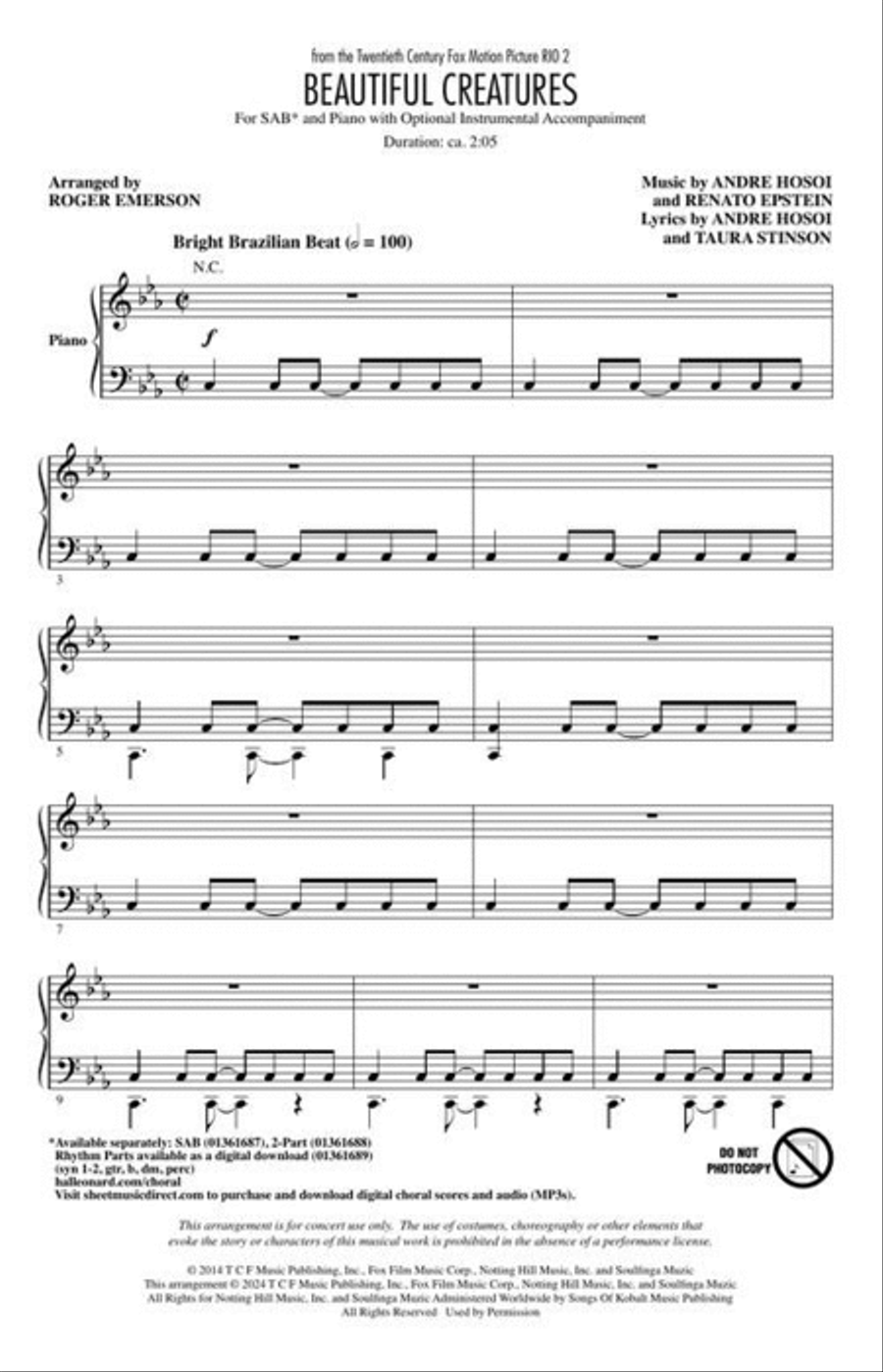 Beautiful Creatures Beautiful Creatures 3-Part scores gallery preview page 4