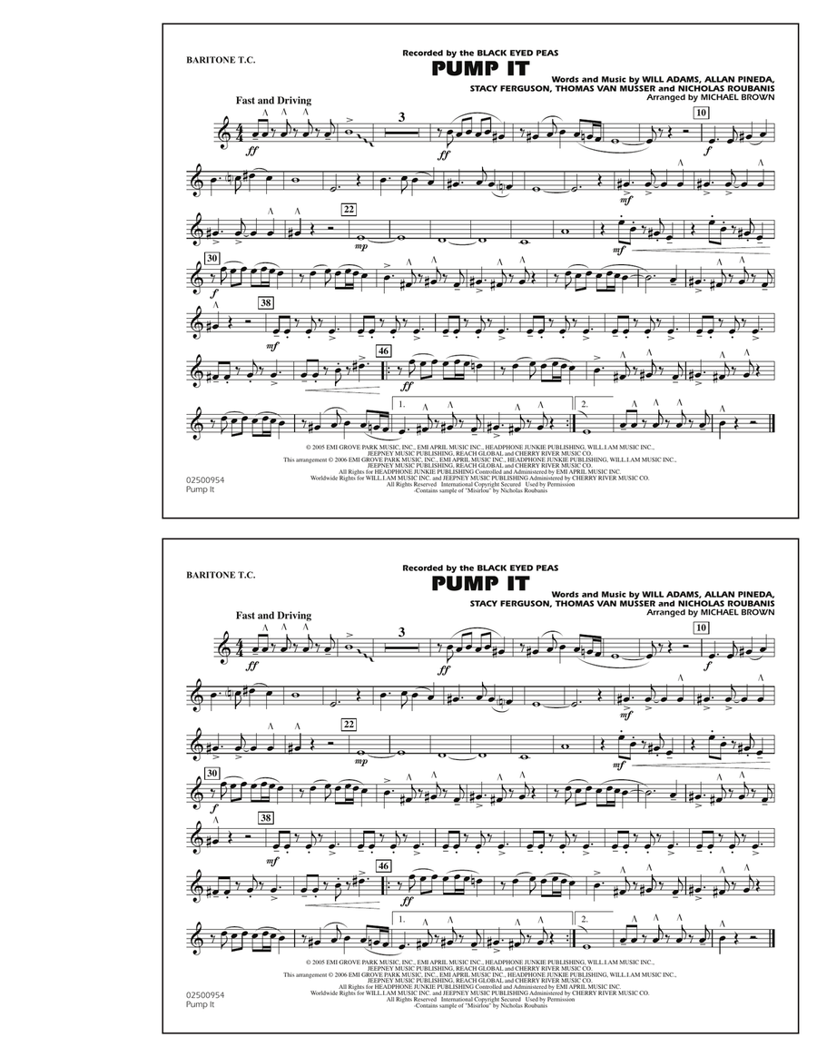 Pump It - Baritone T.C. Marching Band scores gallery preview page 1