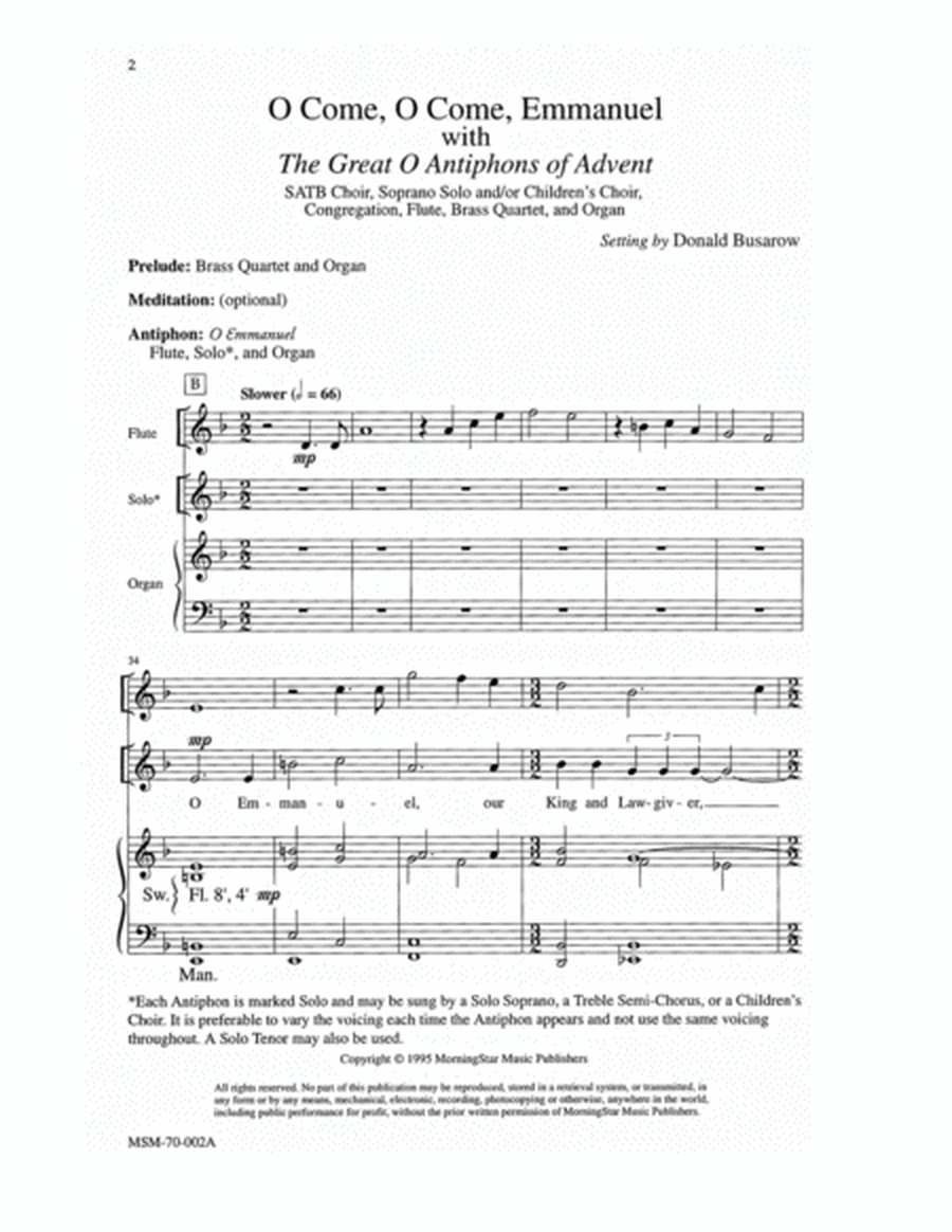 The Great O Antiphons of Advent O Come, O Come, Emmanuel (Choral Score)