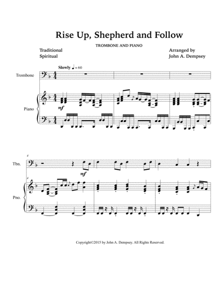 Rise Up Shepherd and Follow (Trombone and Piano) image number null