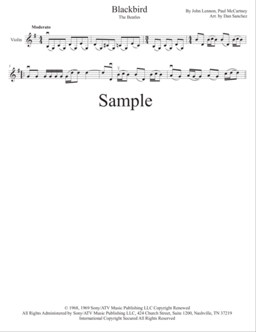 Blackbird Violin Solo scores gallery preview page 3