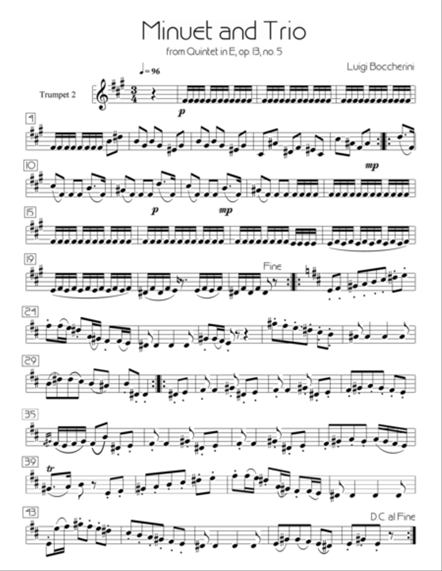 Minuet and Trio - L. Boccherini (for Brass Quintet/Trumpet 2)