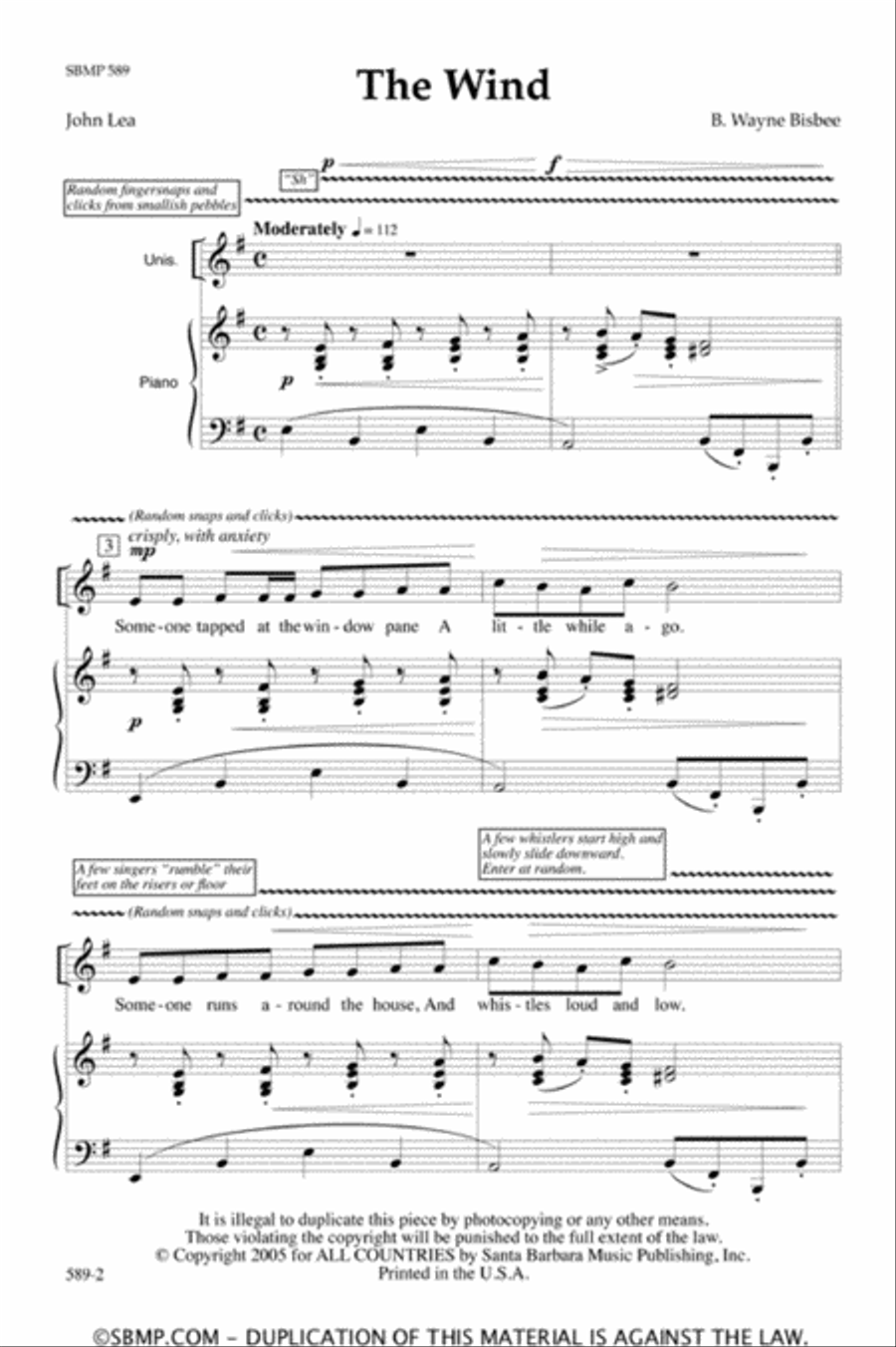The Wind - Unison Octavo Unison Choir scores gallery preview page 2