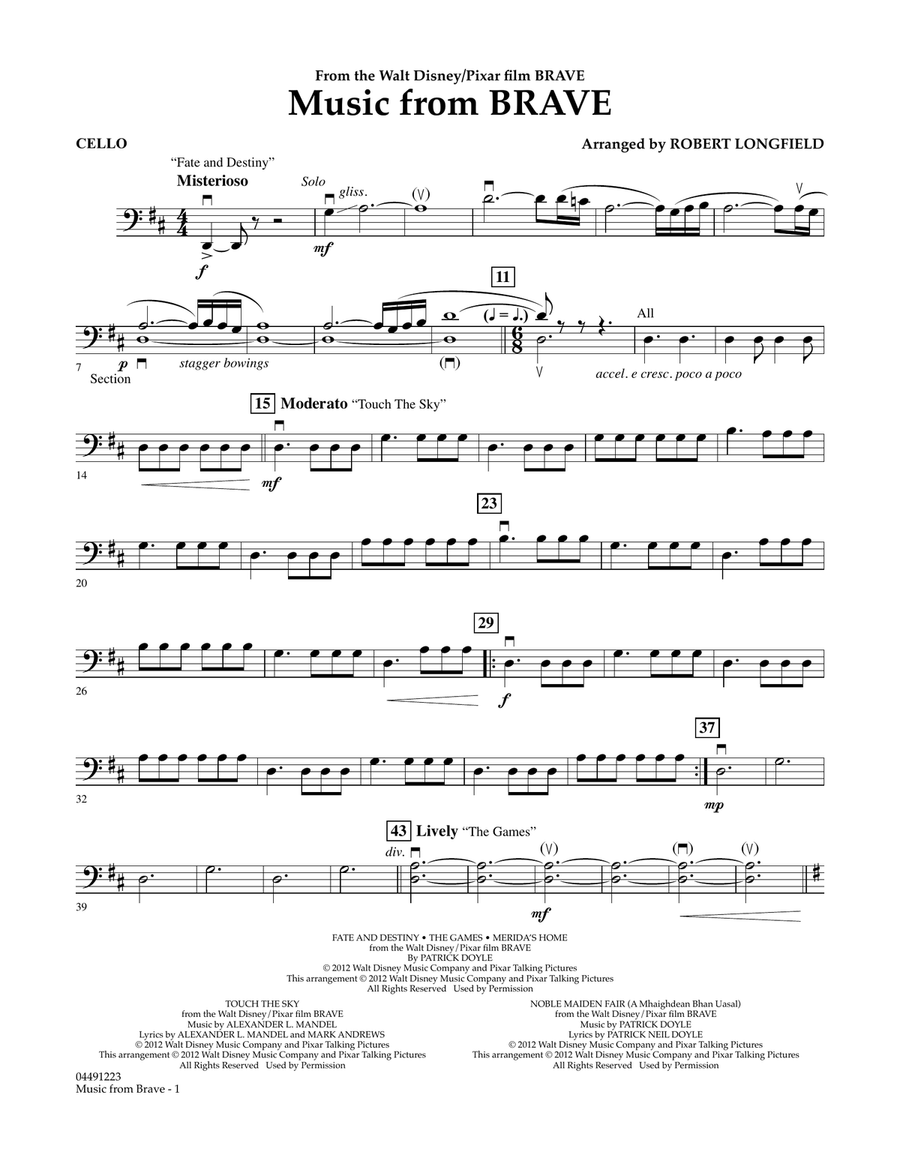Music From Brave - Cello Orchestra scores gallery preview page 1