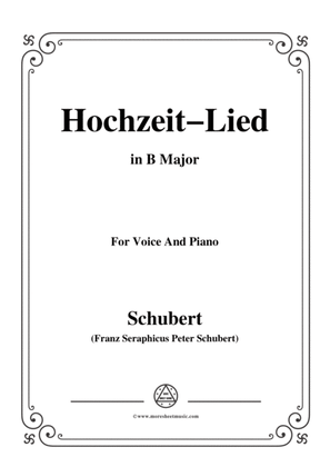 Book cover for Schubert-Hochzeit-Lied,in B Major,for Voice&Piano