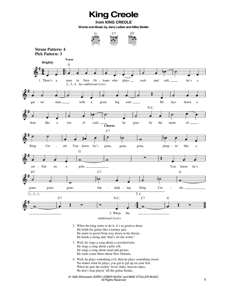 King Creole Acoustic Guitar scores gallery preview page 1