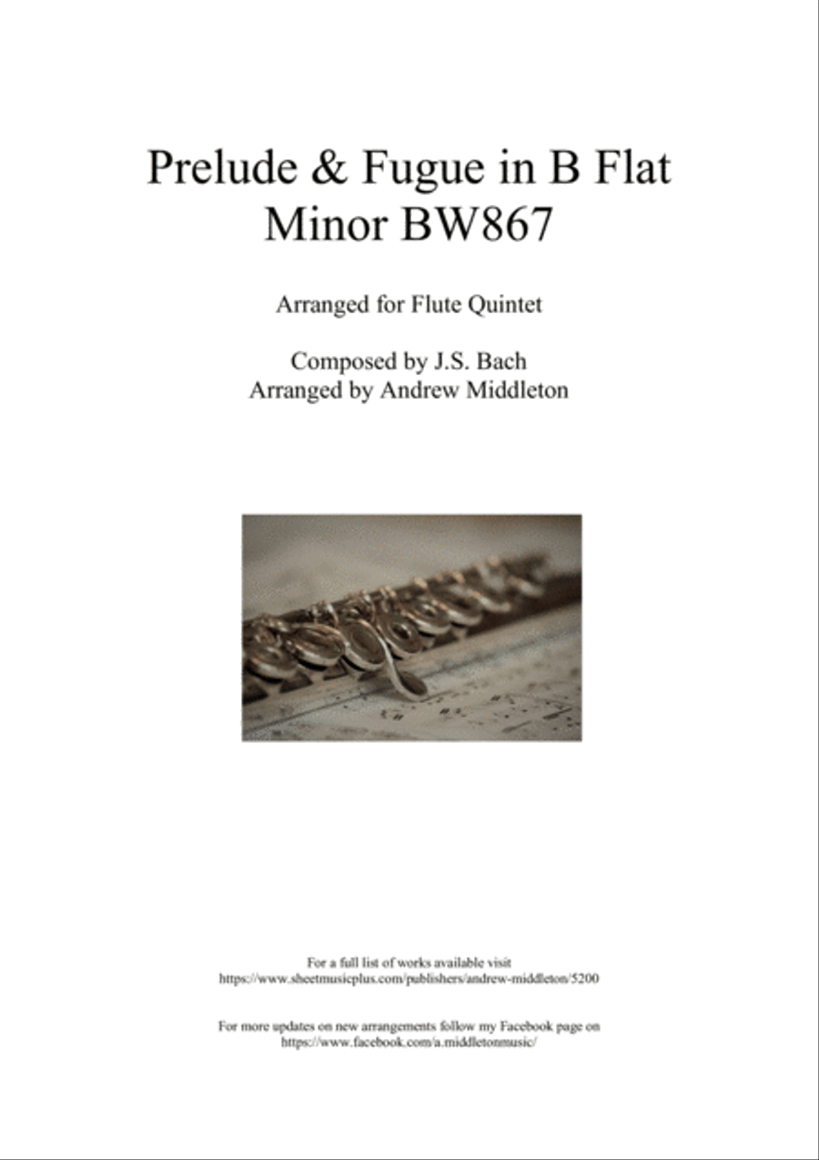 Prelude and Fugue BWV 867 arranged for Flute Quintet Woodwind Quintet scores gallery preview page 1