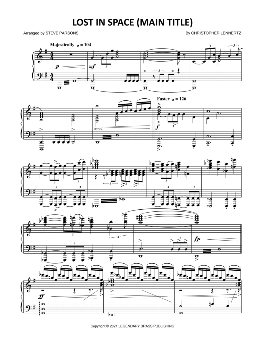 Lost In Space Piano Solo scores gallery preview page 1
