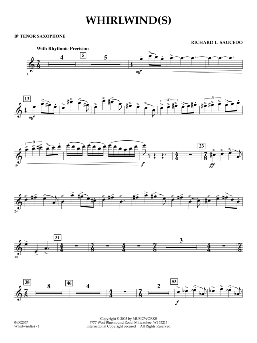 Whirlwind(s) - Bb Tenor Saxophone
