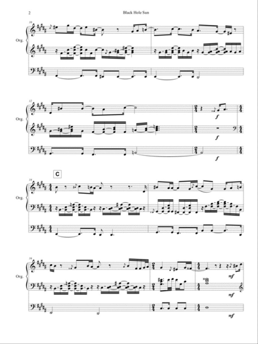 Black Hole Sun Organ Solo scores gallery preview page 3