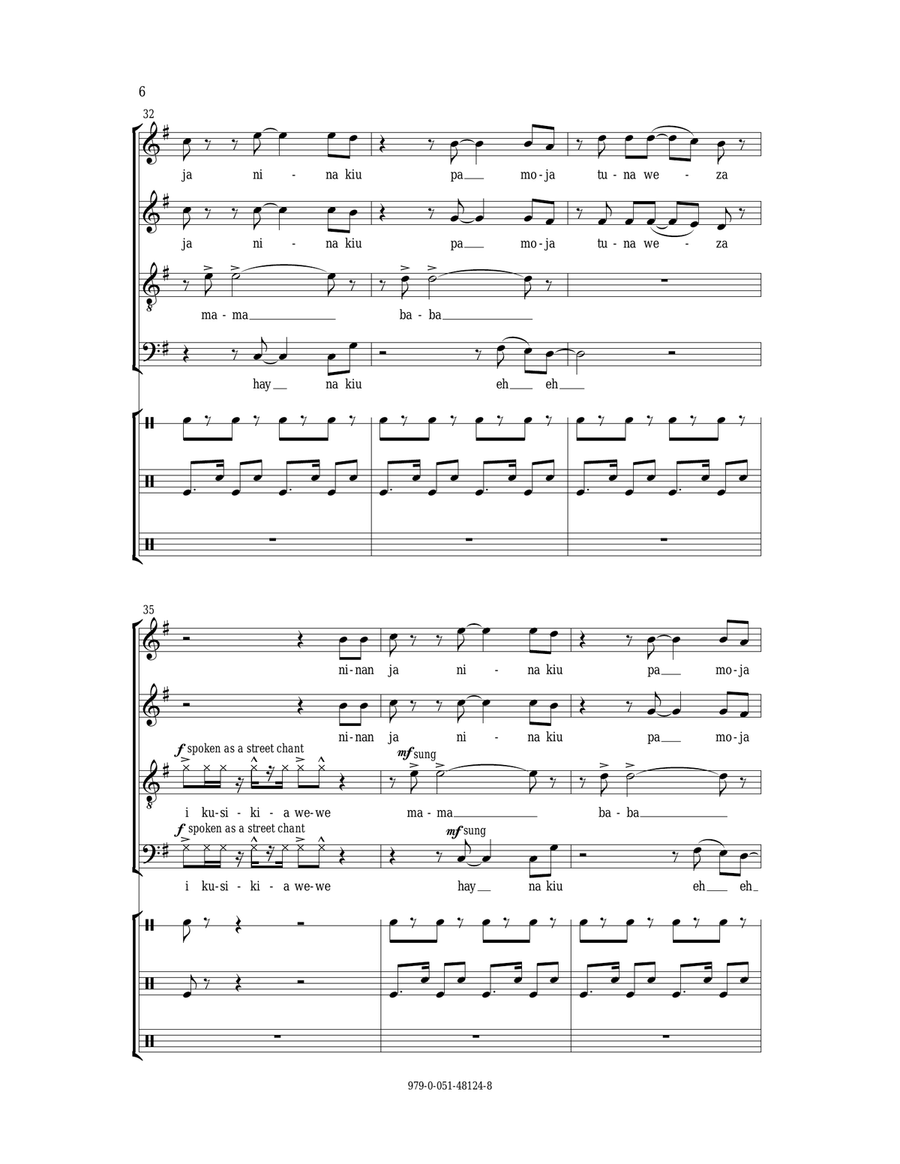 Sililiza (Hear Me) 4-Part scores gallery preview page 6