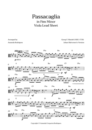 Book cover for Passacaglia - Easy Viola Lead Sheet in F#m Minor (Johan Halvorsen's Version)