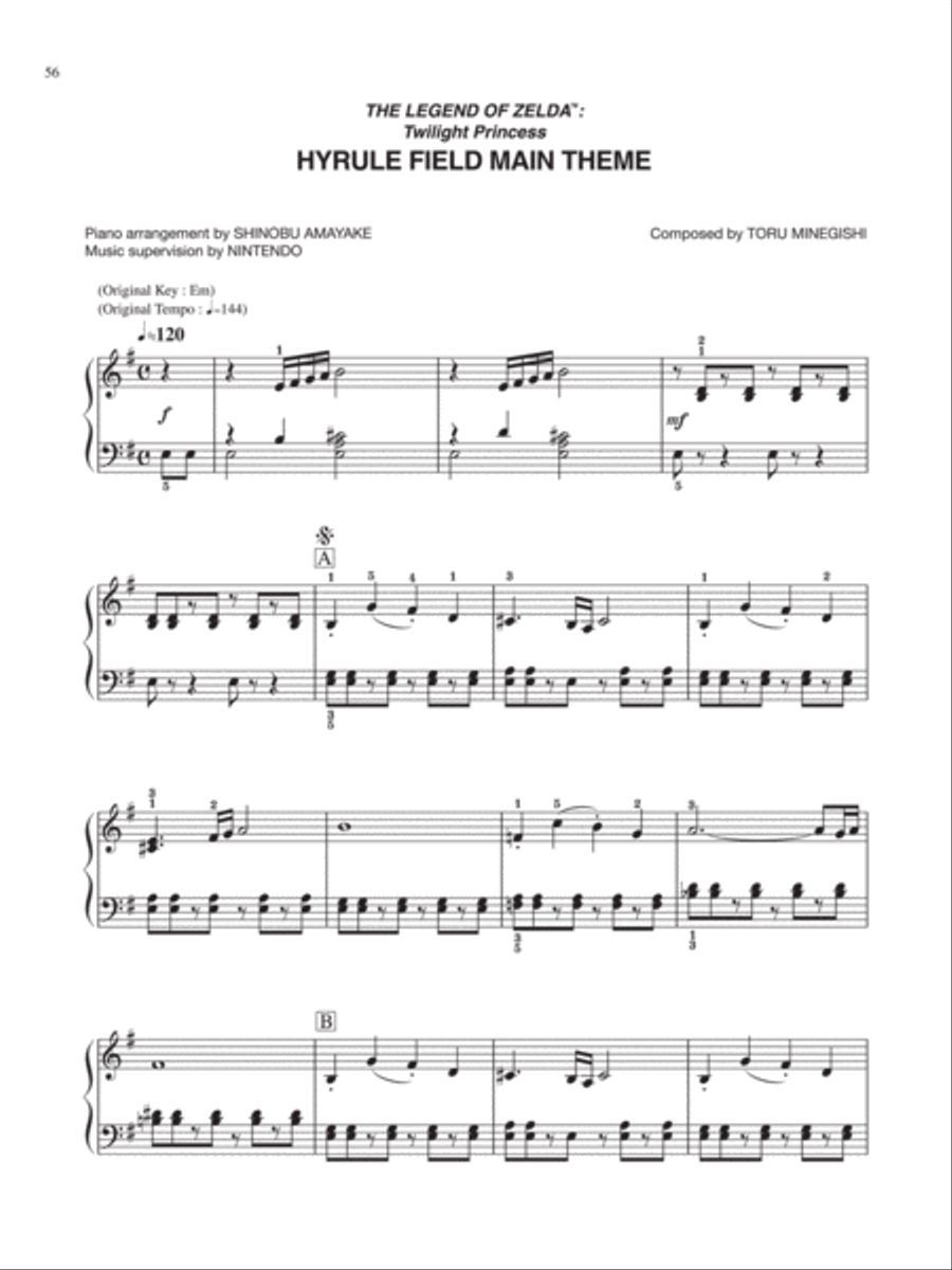 The Legend of Zelda™: Twilight Princess Hyrule Field Main Theme Easy Piano scores gallery preview page 1
