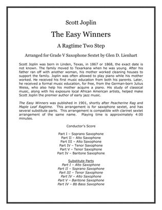 Book cover for The Easy Winners - A Ragtime two step (Saxophones)
