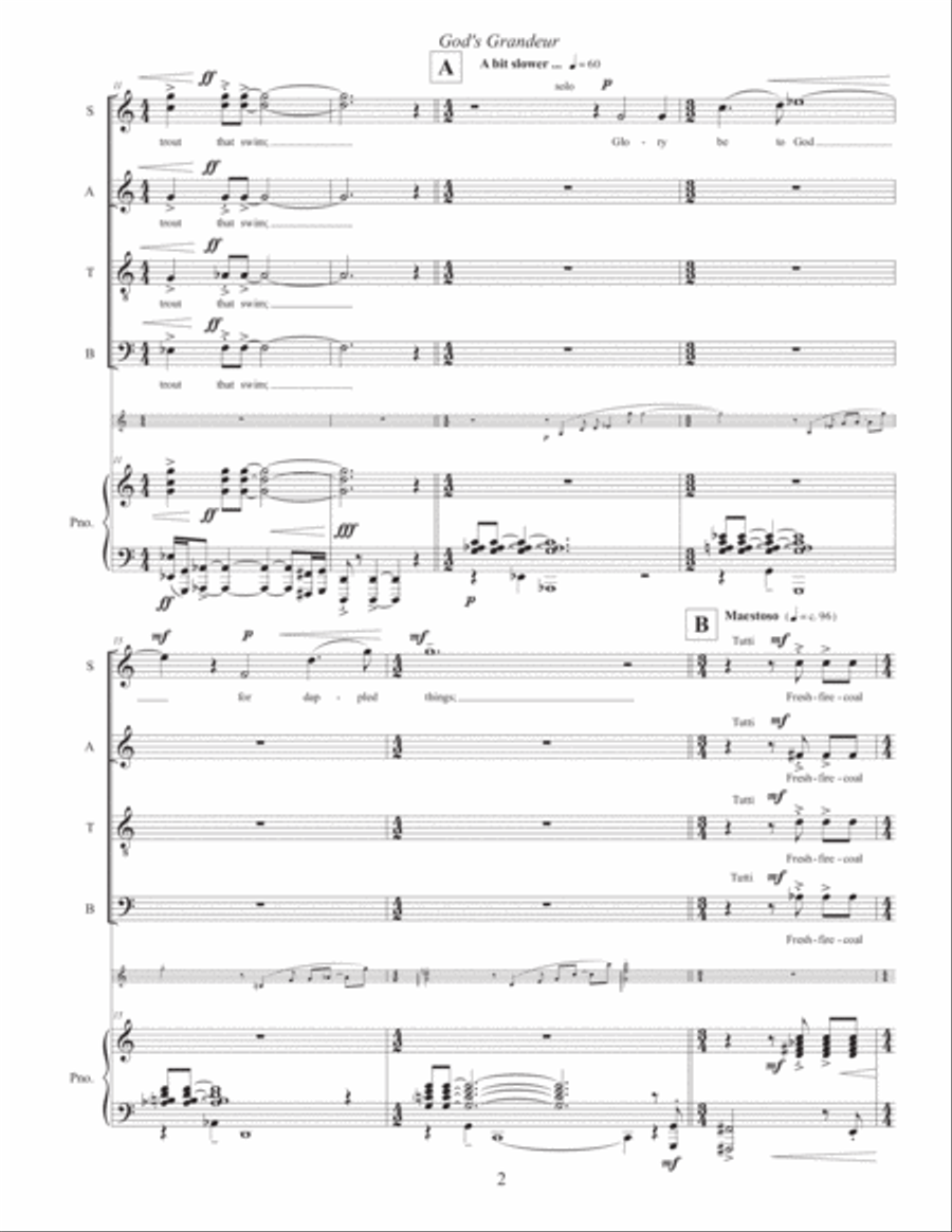 God's Grandeur (2012) vocal score 4-Part scores gallery preview page 2