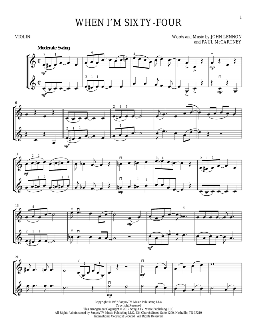 When I'm Sixty-Four String Duet scores gallery preview page 1