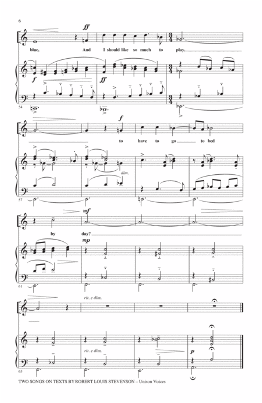 Two Songs On Texts By Robert Louis Stevenson Unison Choir scores gallery preview page 4